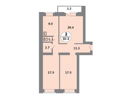 Продается 3-комнатная квартира ЖК Снегири, дом 10, 82.4  м², 8530000 рублей