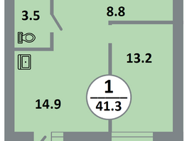 Продается 2-комнатная квартира ЖК Снегири, дом 8, 41.2  м&sup2;, 5960000 рублей