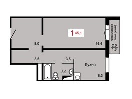 Продается 1-комнатная квартира ЖК Мичурино, дом 2 строение 5, 45.1  м², 5109830 рублей