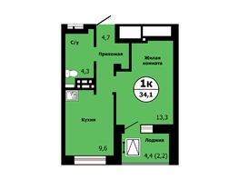 Продается 1-комнатная квартира ЖК Тихие зори, Новый дом корпус 3, 34.2  м&sup2;, 6053400 рублей