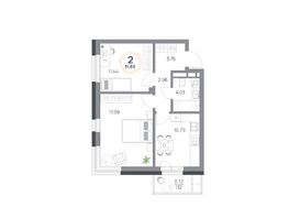 Продается 2-комнатная квартира ЖК Юдинский, дом 1.3, 51.69  м&sup2;, 7400000 рублей