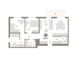 Продается 3-комнатная квартира ЖК Пшеница, дом 5.2, 89  м&sup2;, 12780000 рублей