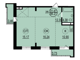 Продается 2-комнатная квартира ЖК Сокольники, 66.2  м², 8174600 рублей