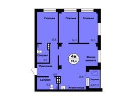 Продается 4-комнатная квартира ЖК Серебряный, дом 1 корпус 1, 89.4  м², 9771420 рублей