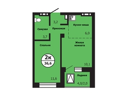 Продается 2-комнатная квартира ЖК Тихие зори, дом Гранит корпус 2, 36.6  м², 5563200 рублей