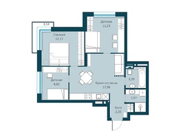 Продается 2-комнатная квартира ЖК Марсель-2, дом 4, 58.53  м², 9190725 рублей