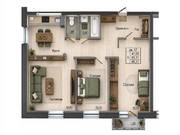 Продается 3-комнатная квартира ЖК Наш дворик, 66.31  м&sup2;, 7294100 рублей