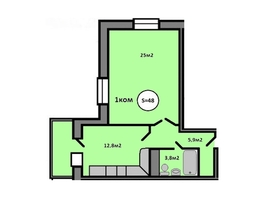 Продается 1-комнатная квартира ЖК Квадро, дом 2, 48  м², 6550000 рублей