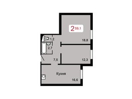 Продается 2-комнатная квартира ЖК Домино, дом 1, 59.1  м², 6855600 рублей