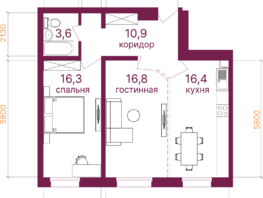 Продается 2-комнатная квартира ЖК Видный-3, блок-секция 4, 64.7  м&sup2;, 8997600 рублей