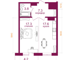 Продается 1-комнатная квартира ЖК Видный-3, блок-секция 3, 50.5  м², 7657500 рублей