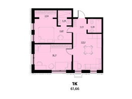Продается 3-комнатная квартира ZATON (ЗАТОН), б/с 1, 61.66 м², 5161779 рублей