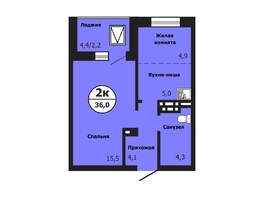Продается 2-комнатная квартира ЖК Тихие зори, дом Гранит корпус 1, 35.7  м&sup2;, 6104700 рублей