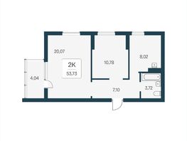 Продается 2-комнатная квартира ЖК Расцветай на Бугринской роще, 53.73  м², 7500000 рублей