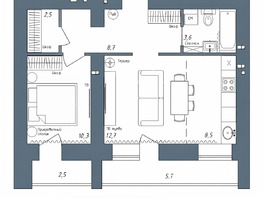 Продается 1-комнатная квартира ЖК Нижний, 51, 51.07  м&sup2;, 8886180 рублей