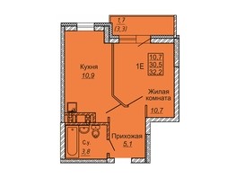 Продается 1-комнатная квартира ЖК Новые Матрешки, дом 2 б/с 4, 32  м², 3392000 рублей
