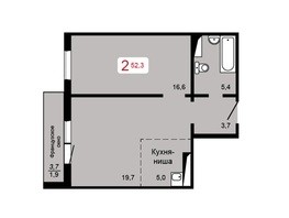 Продается 2-комнатная квартира ЖК Мичурино, дом 2 строение 4, 52.3  м², 5925590 рублей