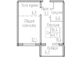Продается 2-комнатная квартира ЖК Фламинго, дом 22, 40.7  м&sup2;, 4900000 рублей