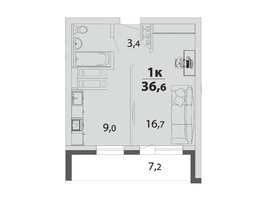 Продается 1-комнатная квартира TOWER, 36.66 м², 3758000 рублей