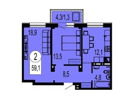 Продается 2-комнатная квартира ТИХИЕ ЗОРИ, дом 3 (Красстрой), 58.2 м², 5034000 рублей