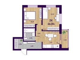Продается 2-комнатная квартира ЖК Оптимисты, 46.84  м², 6000000 рублей