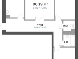 Продается 3-комнатная квартира ЖК Академгородок, дом 7, 90.19  м², 12900000 рублей