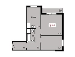Продается 2-комнатная квартира ЖК Мичурино, дом 2 строение 1, 60.9  м², 6400000 рублей