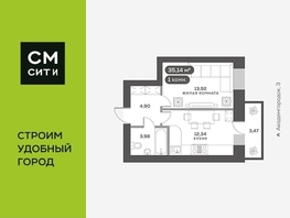 Продается 1-комнатная квартира ЖК Академгородок, дом 5, 35.14  м², 6800000 рублей