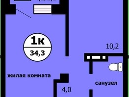 Продается 1-комнатная квартира ЖК Тихие зори, дом Панорама корпус 2, 34.3  м², 4767700 рублей