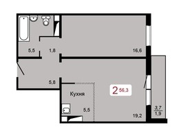 Продается 1-комнатная квартира ЖК Мичурино, дом 2 строение 1, 56.3  м², 5800000 рублей
