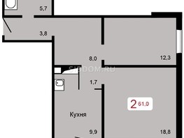 Продается 2-комнатная квартира ЖК Мичурино, дом 1 строение 2, 61  м², 5900000 рублей