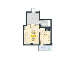 Продается 1-комнатная квартира ЖК Медео, 41.4  м², 6393000 рублей