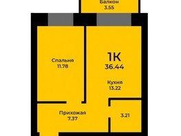 Продается 1-комнатная квартира ЖК Ривьера-Солонцы, дом 2, 36  м², 3917300 рублей