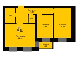 Продается 3-комнатная квартира ЖК Ривьера-Солонцы, дом 2, 70  м², 7606700 рублей