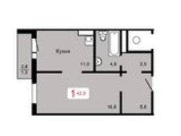 Продается 1-комнатная квартира ЖК Мичурино, дом 2 строение 3, 42  м², 4750000 рублей