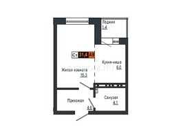 Продается 1-комнатная квартира ЖК Мичуринские аллеи, дом 2, 31.4  м², 3925000 рублей