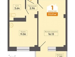 Продается 1-комнатная квартира Мира пр-кт, 33  м², 3037000 рублей