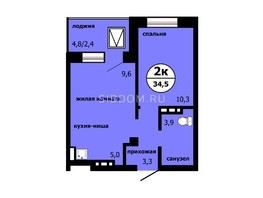 Продается 2-комнатная квартира ЖК Тихие зори, дом Панорама корпус 1, 34.5  м², 4800000 рублей
