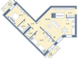 Продается 3-комнатная квартира ЖК Преображенский, дом 8, 86.82  м², 11633880 рублей