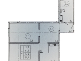 Продается 2-комнатная квартира ЖК Мичурино, дом 2 строение 5, 62.4  м², 6196000 рублей