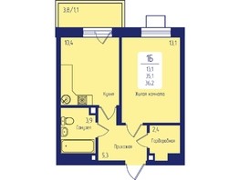 Продается 1-комнатная квартира ЖК Univers (Универс), 2 квартал, 36.2  м², 5500000 рублей