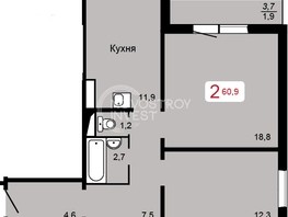 Продается 2-комнатная квартира ЖК Мичурино, дом 2 строение 4, 60.9  м², 6200000 рублей