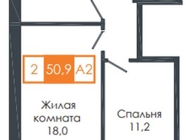 Продается 2-комнатная квартира ЖК Енисейская Слобода, дом 9, 50.8  м², 6490000 рублей