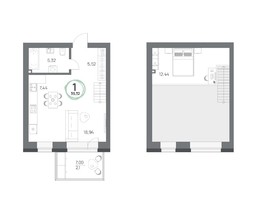 Продается 1-комнатная квартира ЖК Юдинский, дом 1.1, 39.32  м², 10352956 рублей