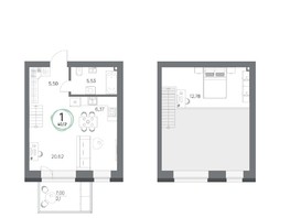 Продается 1-комнатная квартира ЖК Юдинский, дом 1.1, 40.12  м², 10579644 рублей