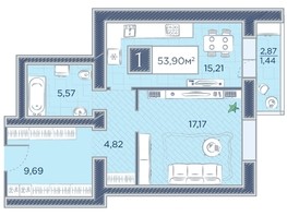 Продается 1-комнатная квартира ЖК Преображенский, дом 7, 53.9  м², 7330400 рублей