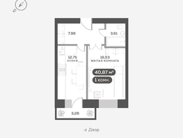 Продается 1-комнатная квартира ЖК Сити-квартал Октябрьский, дом 2, 40.87  м², 6800000 рублей