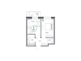 Продается 1-комнатная квартира ЖК Юдинский, дом 1.5, 38.15  м², 4925165 рублей