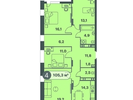 Продается 4-комнатная квартира ЖК Три Клёна, дом 1, 105.3  м², 11583000 рублей