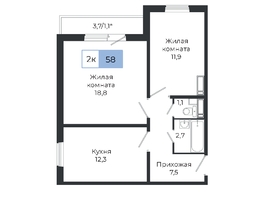 Продается 2-комнатная квартира ЖК Три слона, дом 2, 58  м², 6463000 рублей